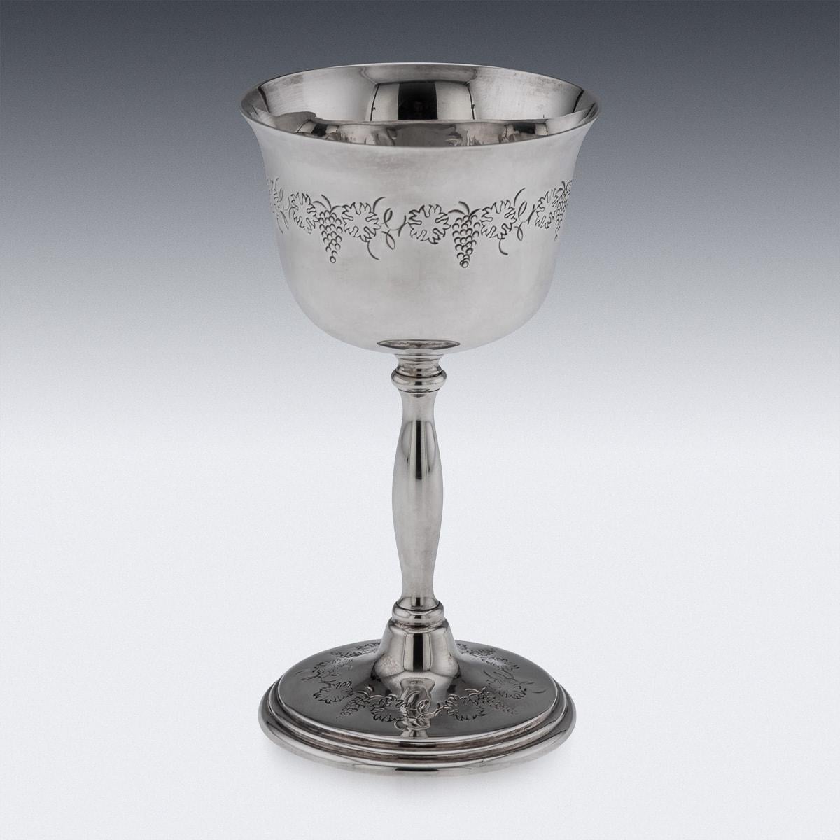 Sterling Silver 20th Century Set Of Six Solid Silver Wine Goblets By Cavalier, England c.1970s For Sale