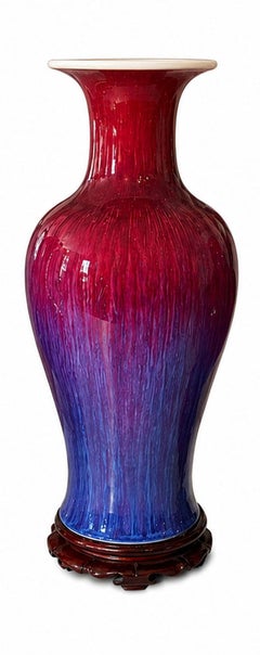 20th Century Set of Three Chinese Flambé Glazed Porcelain Vases