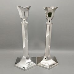20th century pr of Italian Silver Exagonal  Candlesticks.