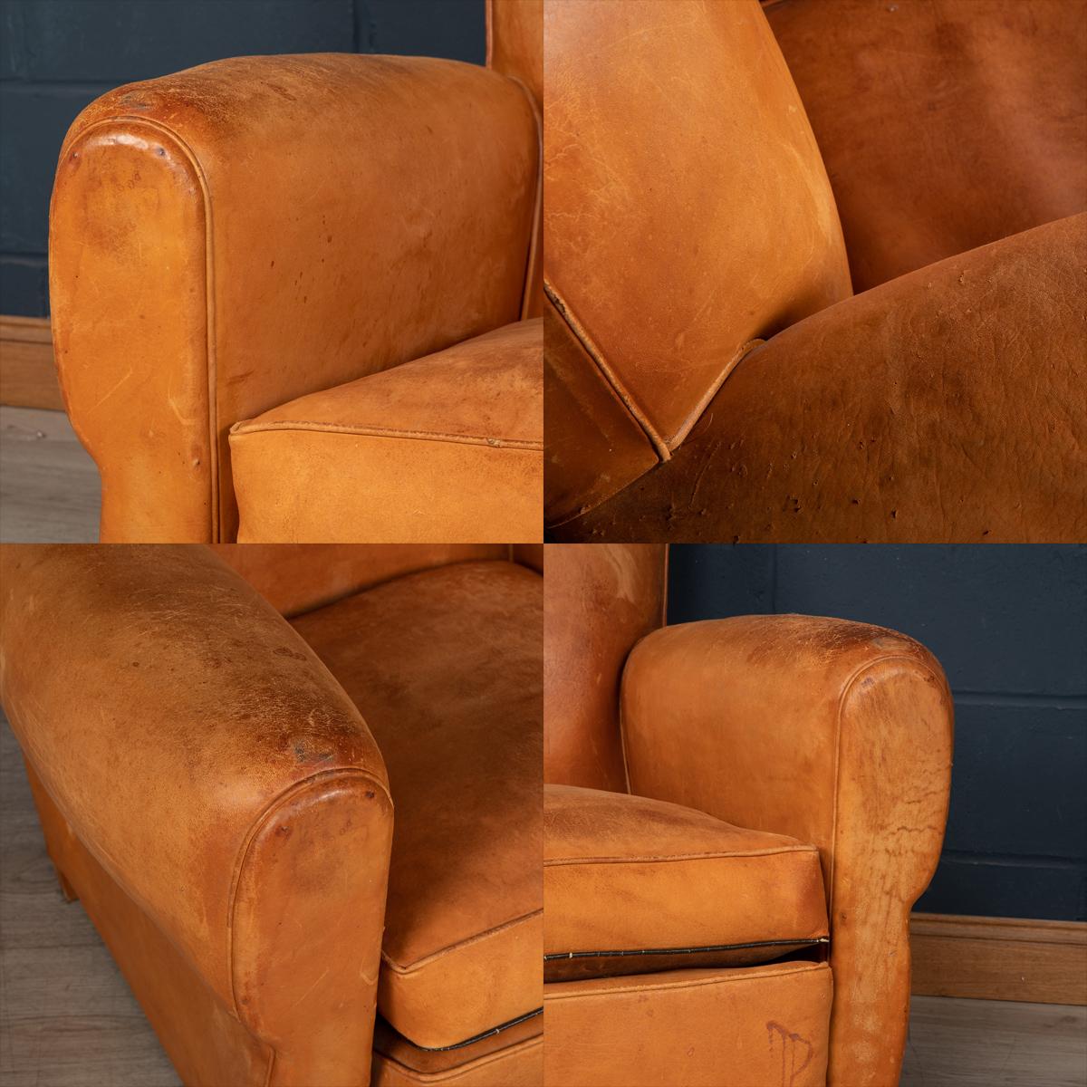 20th Century Set of Three of French Sheepskin Leather Armchairs 9