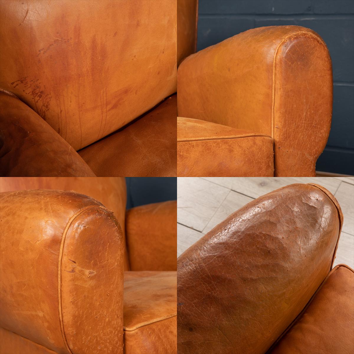 20th Century Set of Three of French Sheepskin Leather Armchairs 3