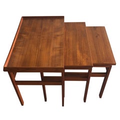 20th Century Brown Danish Set of Three Scandinavian Teakwood Side, Sofa Tables
