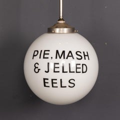 20th Century Set Of Three White Opaline Grocery Pendant Lights c.1930