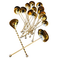 20th Century Set of Twenty-Pieces Gold-Plated Dessert Spoons