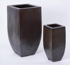 20th Century Set of Two Brown Ceramic Vases