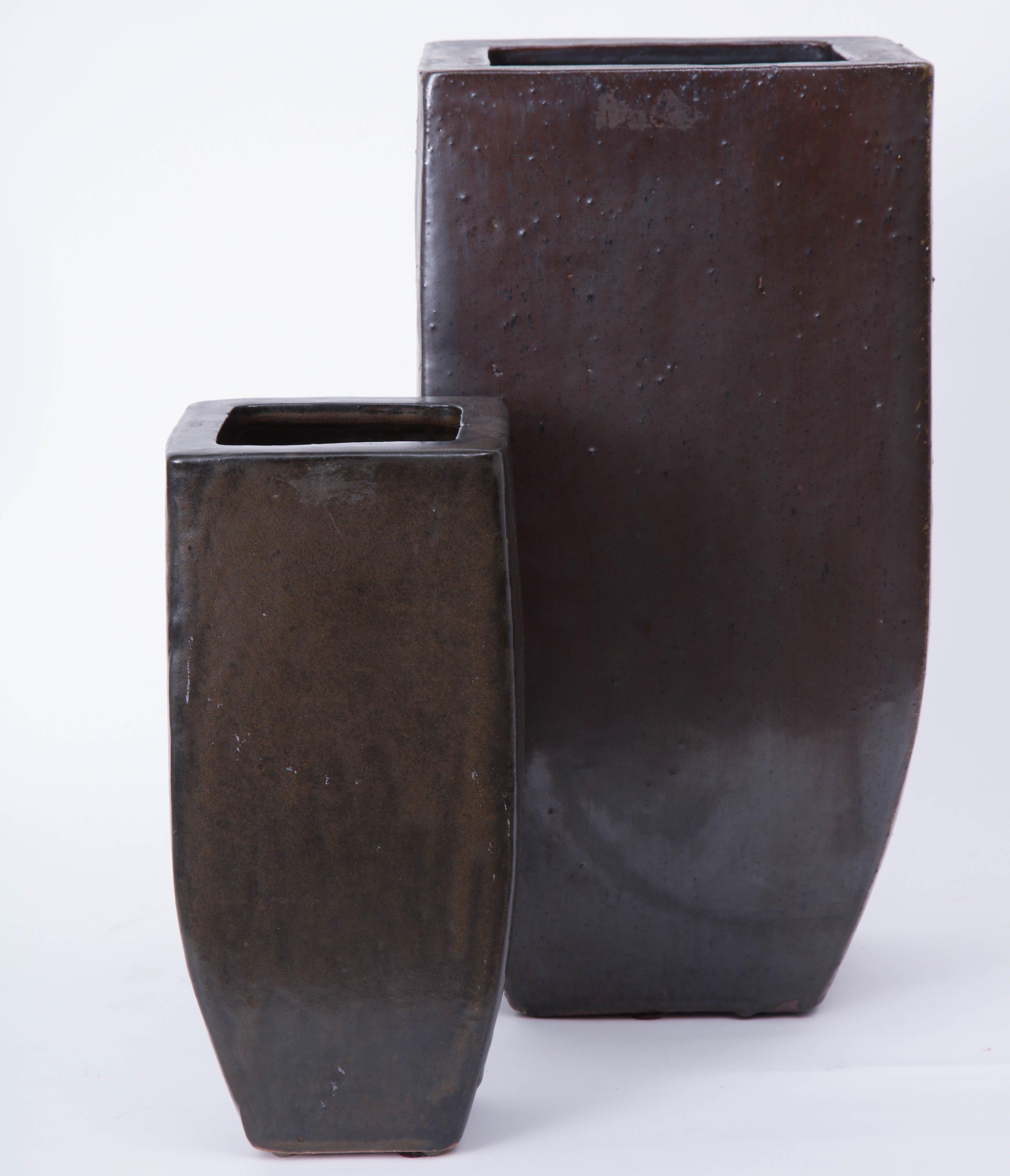 20th Century Set of Two Brown Ceramic Vases For Sale 3