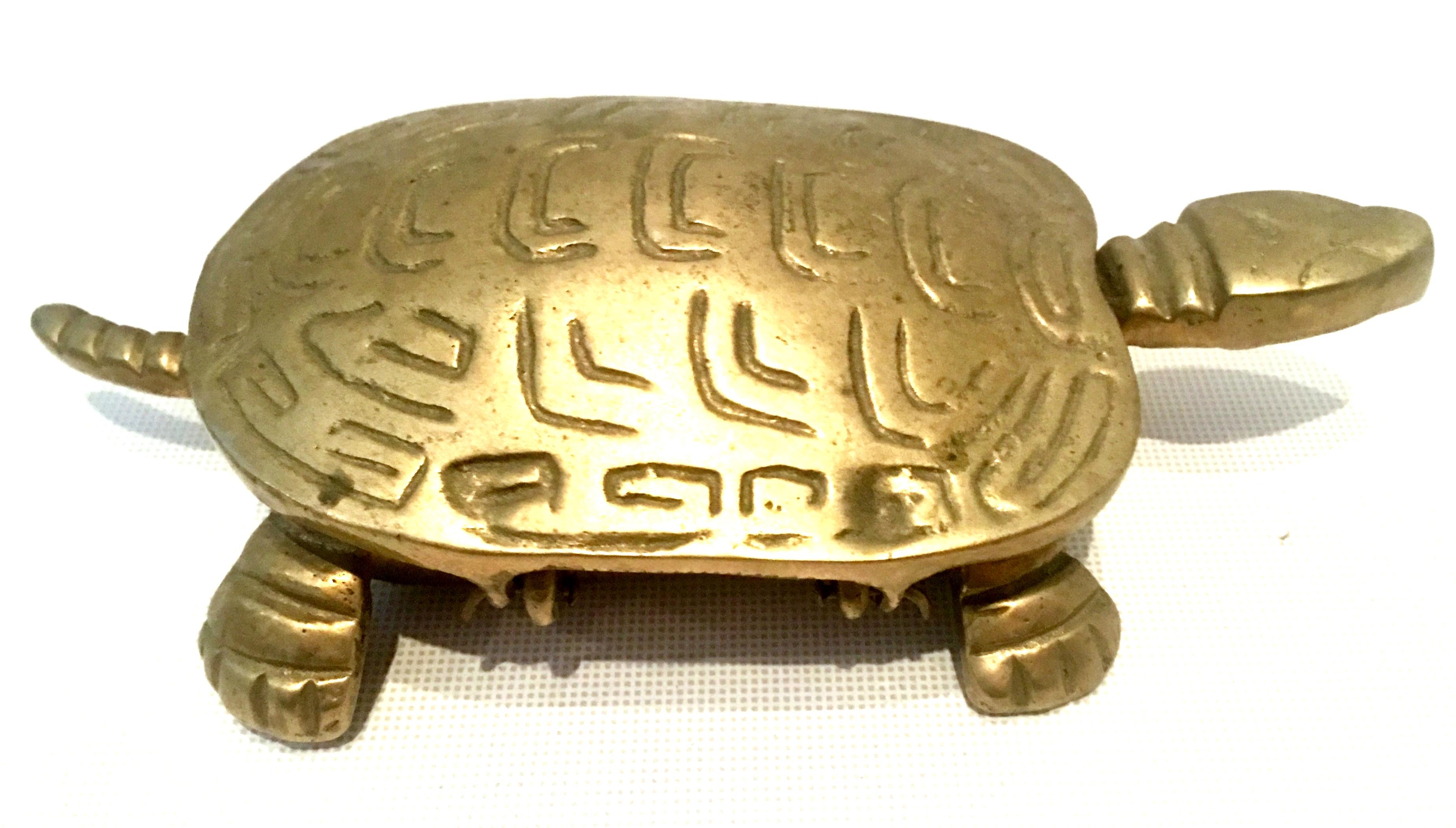 20th Century Set of Two Solid Brass Turtle and Crab Hinge Boxes 7