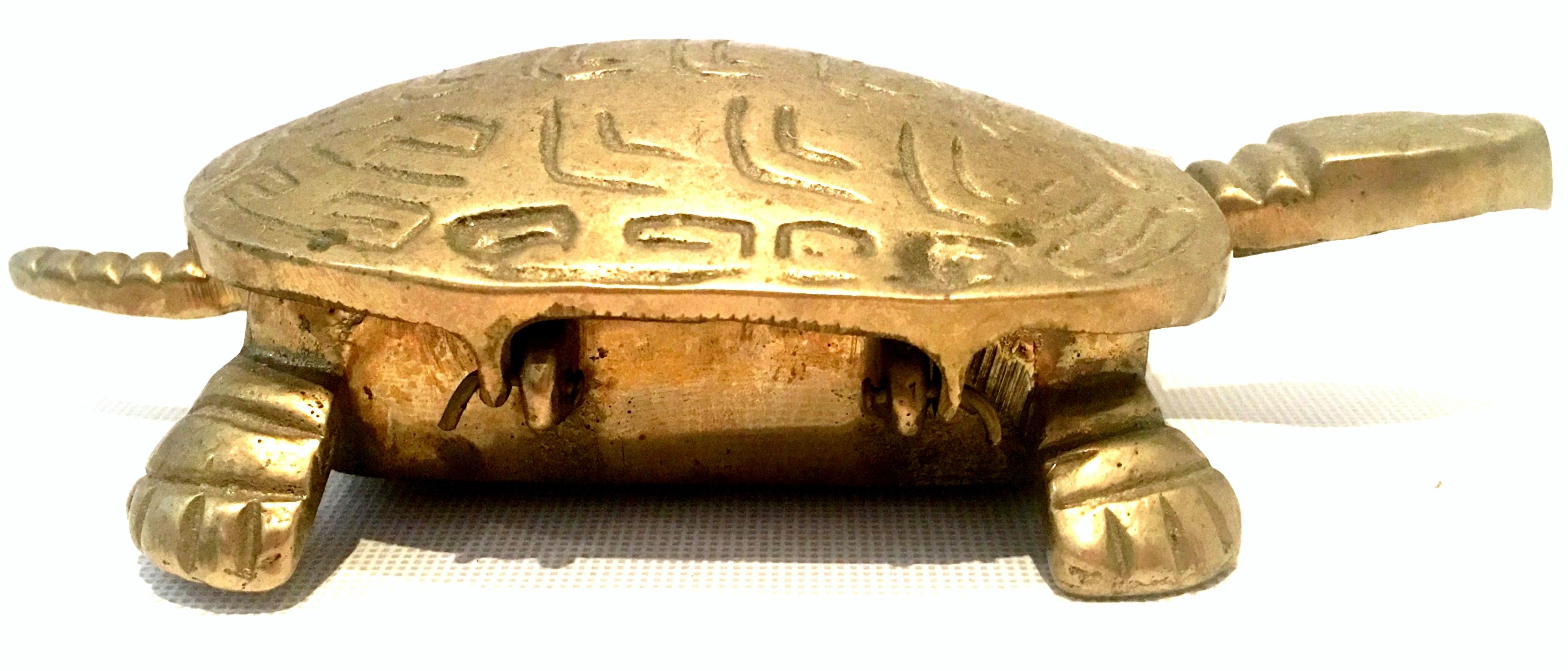 20th Century Set of Two Solid Brass Turtle and Crab Hinge Boxes 8