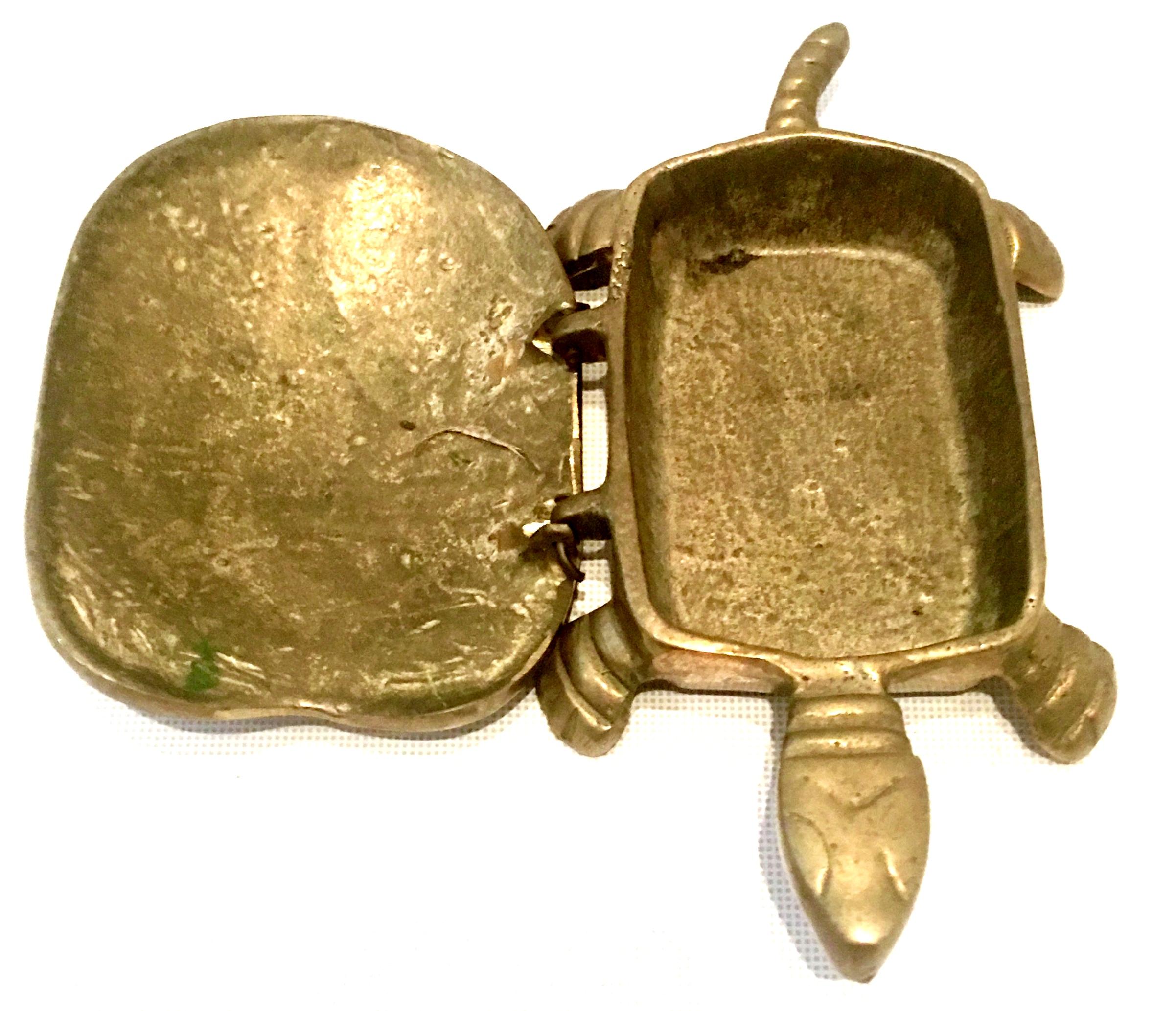 20th Century Set of Two Solid Brass Turtle and Crab Hinge Boxes 11