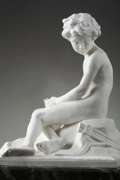 20th Century Sèvres Porcelain Bisque Amour Boudeur by Alfred Boucher