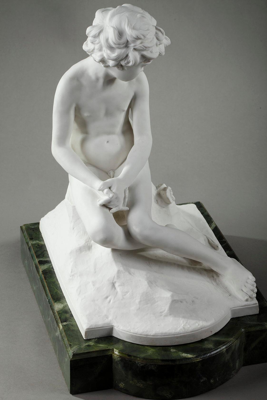 20th Century Sèvres Porcelain Bisque Amour Boudeur by Alfred Boucher 1