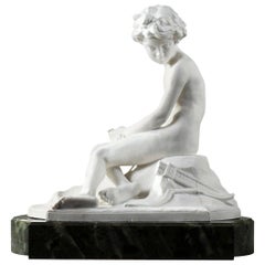 20th Century Sèvres Porcelain Bisque Amour Boudeur by Alfred Boucher