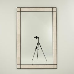 1970s Black White Shagreen Mirror