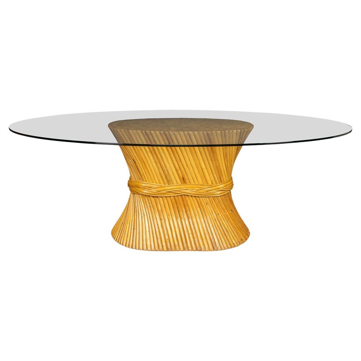 20th Century "Sheaf Of Wheat" Dining Table By Mcguire, c.1970