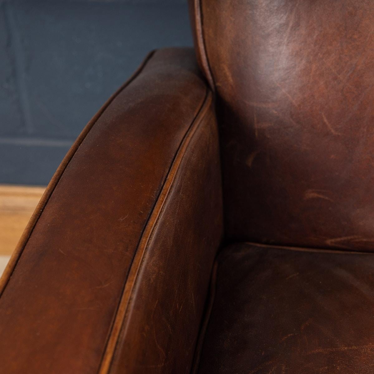 20th Century Sheepskin Leather Club Chairs, Holland For Sale 10