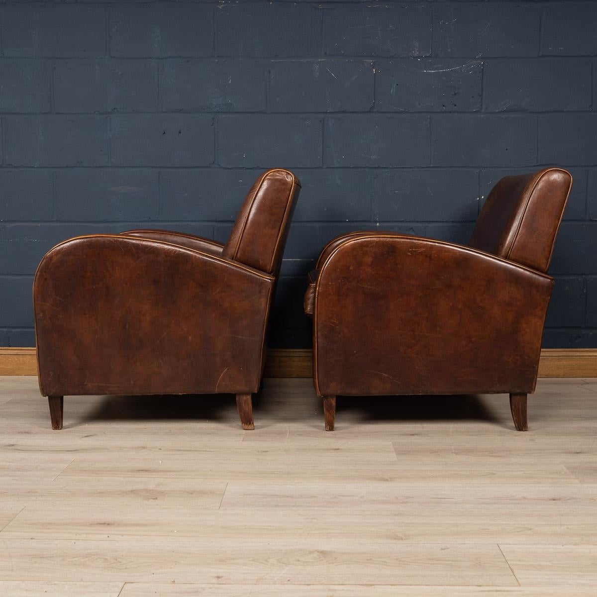 20th Century Sheepskin Leather Club Chairs, Holland In Good Condition For Sale In Royal Tunbridge Wells, Kent