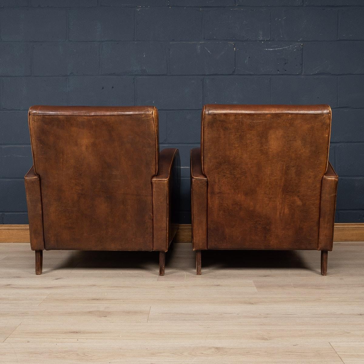 20th Century Sheepskin Leather Club Chairs, Holland 1