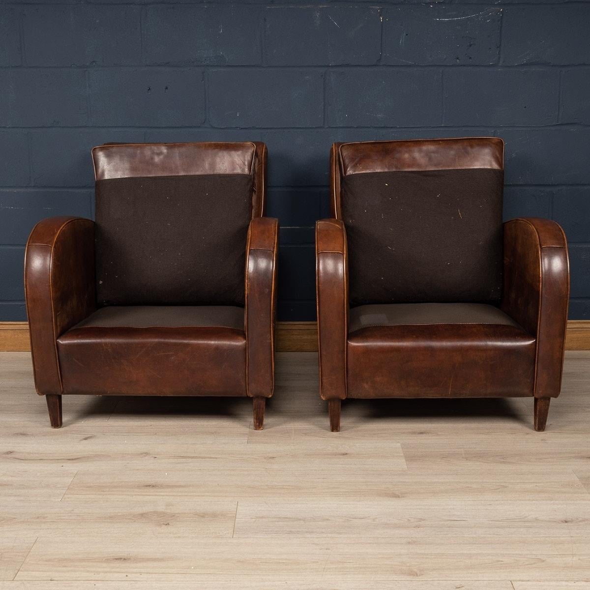 20th Century Sheepskin Leather Club Chairs, Holland 3