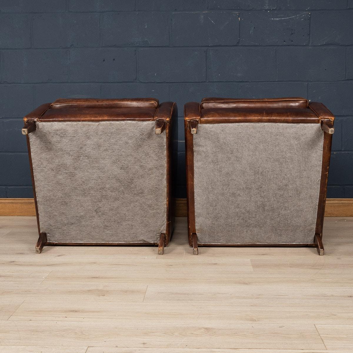 20th Century Sheepskin Leather Club Chairs, Holland 4