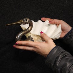 20e siècle Sculpture italienne en coquillage et métal argenté Oiseau d'eau Binazzi, 1980