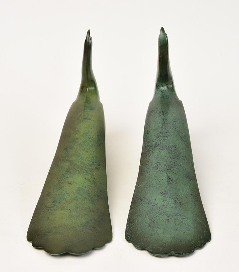 20th Century, Showa, a Pair of Japanese Bronze Animal Peacock 4