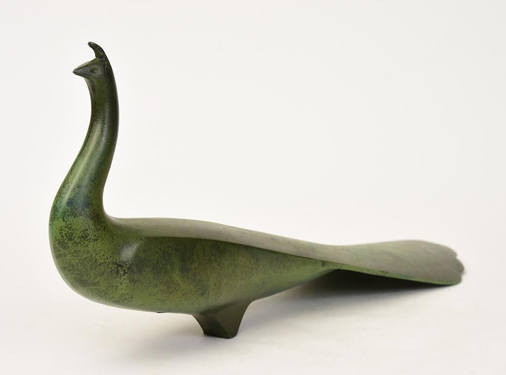 20th Century, Showa, a Pair of Japanese Bronze Animal Peacock 5