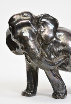20th Century, Showa, Antique Japanese Metal Elephant with Artist Sign