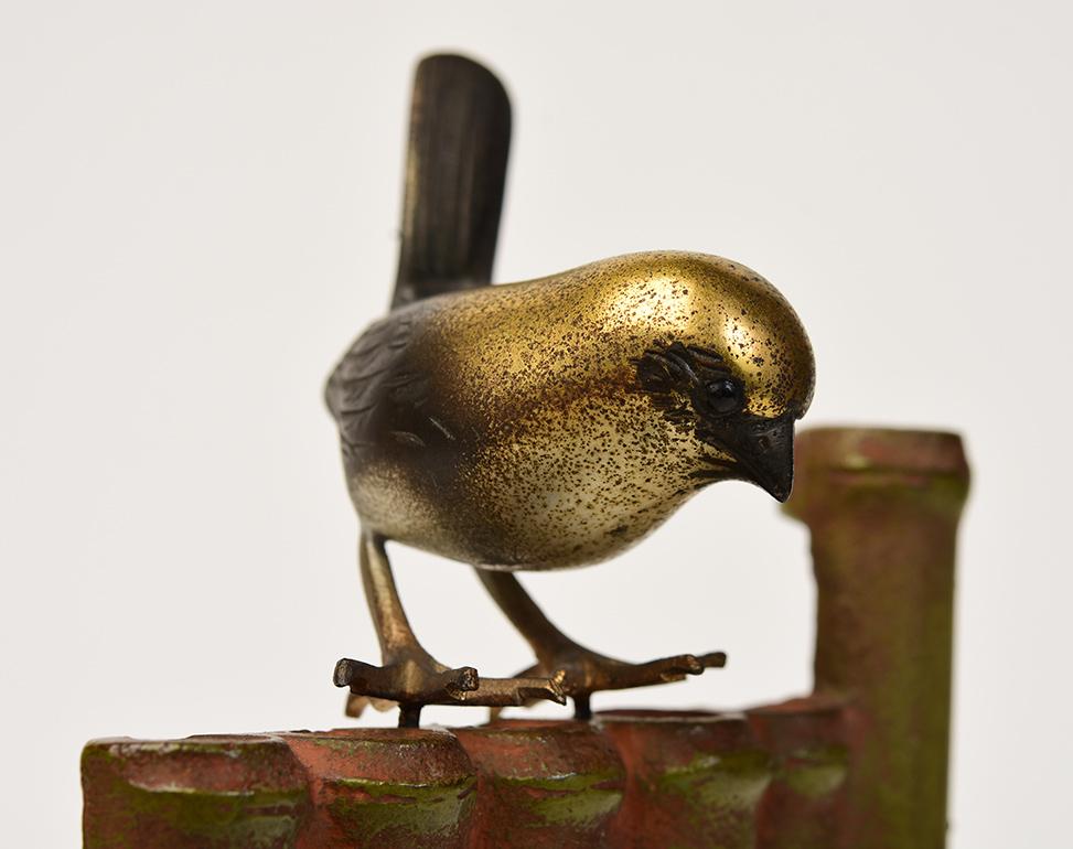 XX secolo, Showa, Uccello animale giapponese in bronzo e bambù in vendita 4