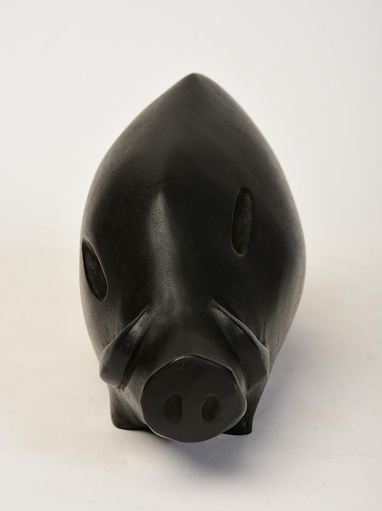 20th Century, Showa, Japanese Bronze Animal Boar with Artist Sign For Sale 7