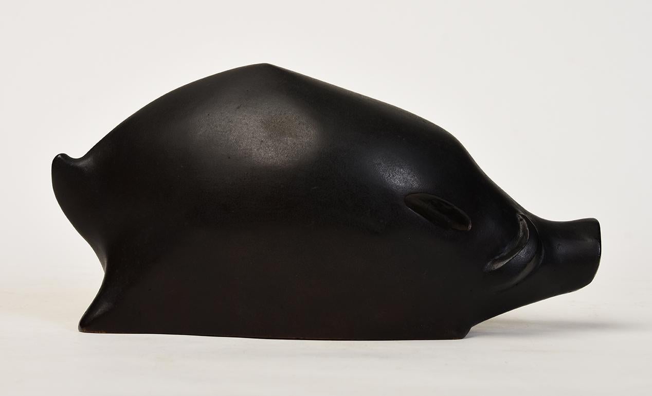 20th Century, Showa, Japanese Bronze Animal Boar with Artist Sign For Sale 3