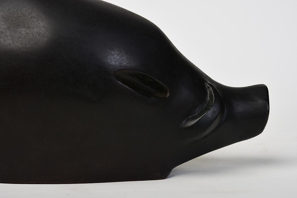 20th Century, Showa, Japanese Bronze Animal Boar with Artist Sign For Sale 5