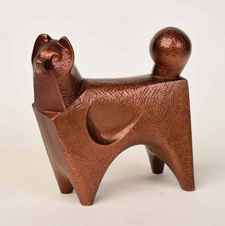 20ème siècle, Showa, chien d'animaux japonais en bronze Bon état - En vente à Sampantawong, TH