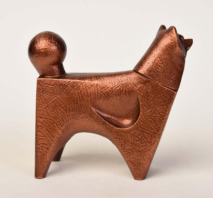 20ème siècle, Showa, chien d'animaux japonais en bronze en vente 1