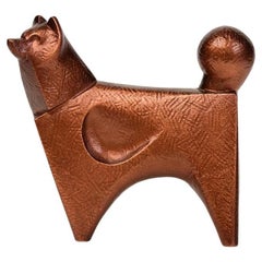 Vintage 20th Century, Showa, Japanese Bronze Animal Dog