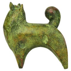 Antique 20th Century, Showa, Japanese Bronze Animal Dog