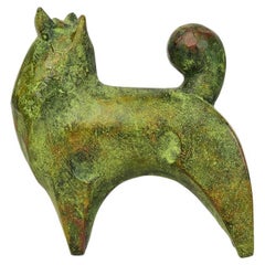 Vintage 20th Century, Showa, Japanese Bronze Animal Dog