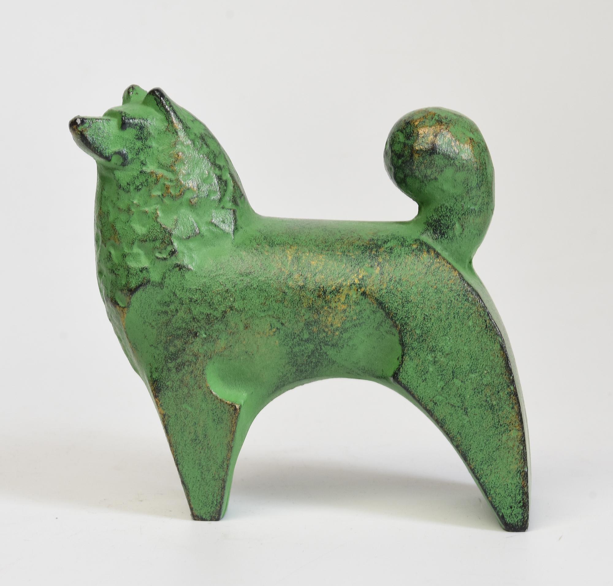 Metalwork 20th Century, Showa, Japanese Bronze Animal Dog with Artist Sign For Sale
