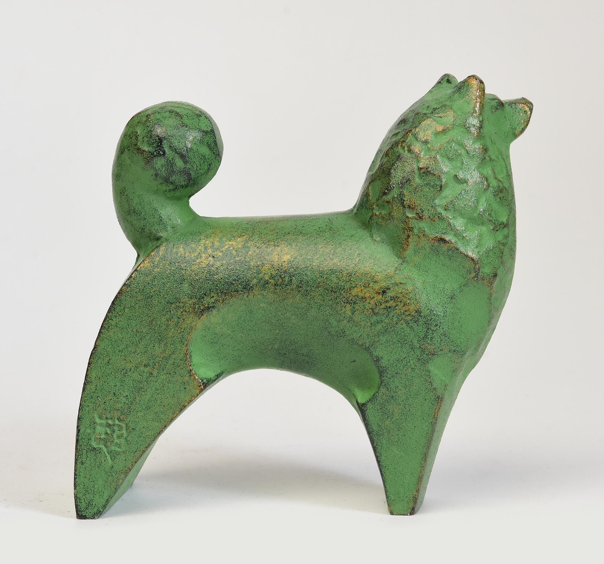 20th Century, Showa, Japanese Bronze Animal Dog with Artist Sign For Sale 3