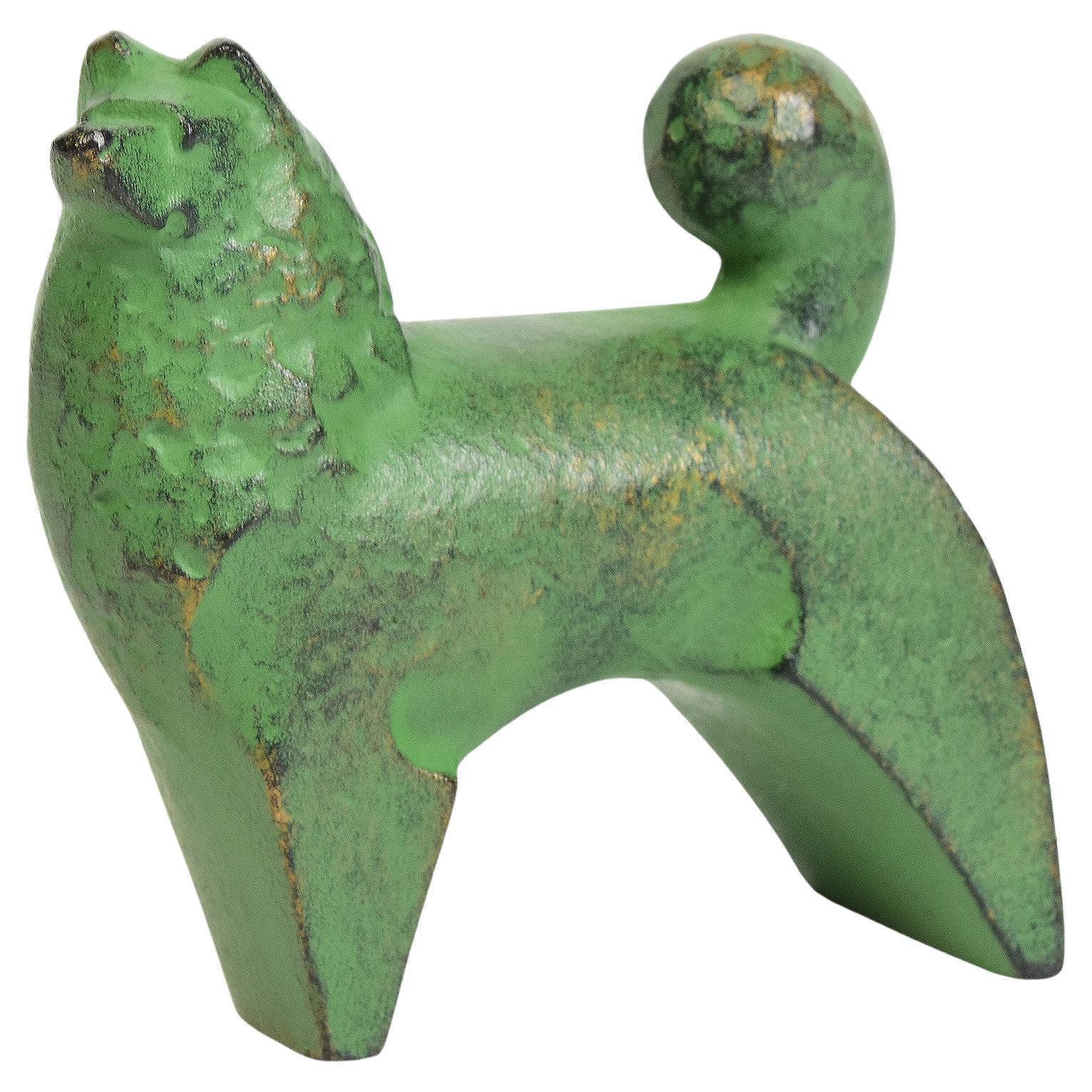 20th Century, Showa, Japanese Bronze Animal Dog with Artist Sign For Sale