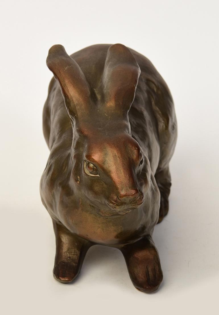 20th Century, Showa, Japanese Bronze Animal Rabbit Hollow Sculpture For Sale 6