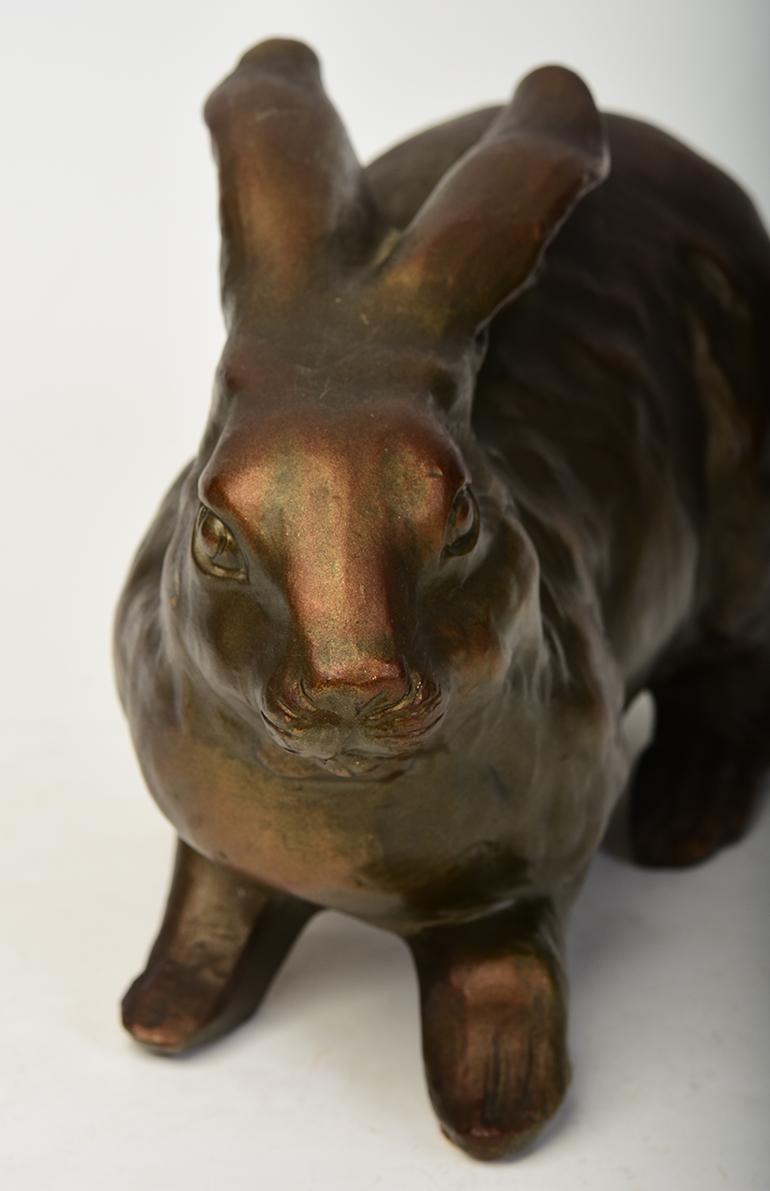 20th Century, Showa, Japanese Bronze Animal Rabbit Hollow Sculpture For Sale 7