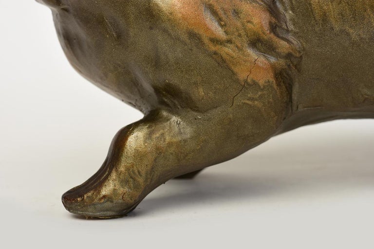 20th Century, Showa, Japanese Bronze Animal Rabbit Hollow Sculpture For