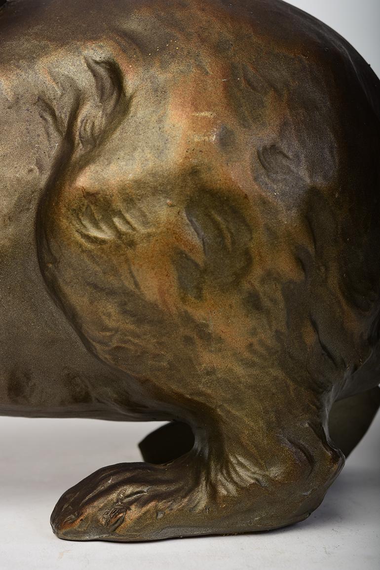 20ème siècle, Showa, Japonais Bronze Animal Lapin Sculpture Creuse en vente 1