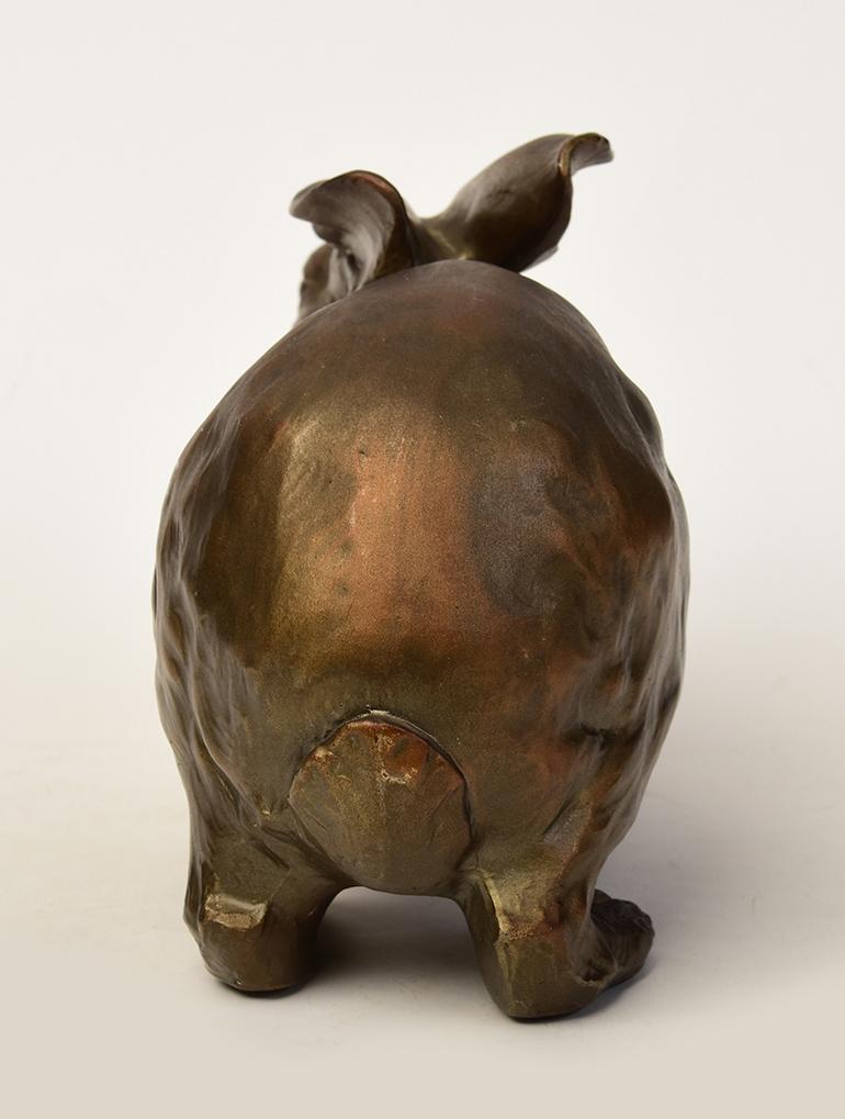 20th Century, Showa, Japanese Bronze Animal Rabbit Hollow Sculpture For Sale 3