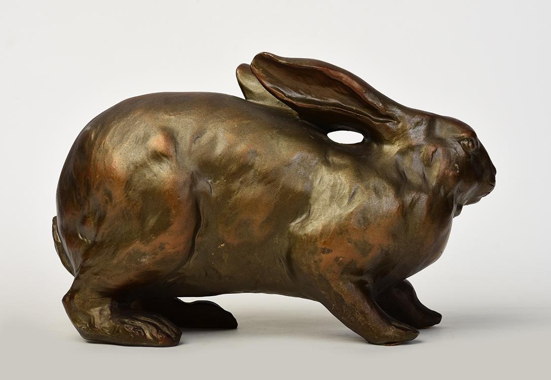 20th Century, Showa, Japanese Bronze Animal Rabbit Hollow Sculpture For Sale 5