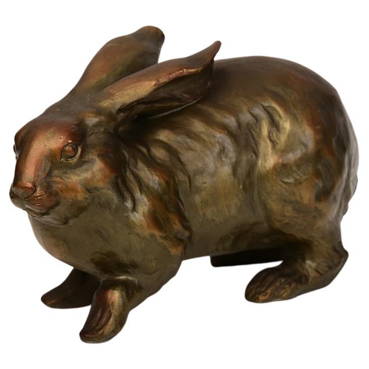 20th Century, Showa, Japanese Bronze Animal Rabbit Hollow Sculpture