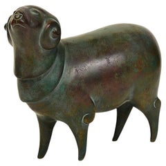 20th Century, Showa, Japanese Bronze Animal Ram / Sheep