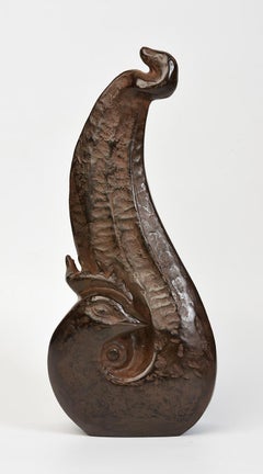 20th Century, Showa, Japanese Bronze Animal Rooster with Artist Sign