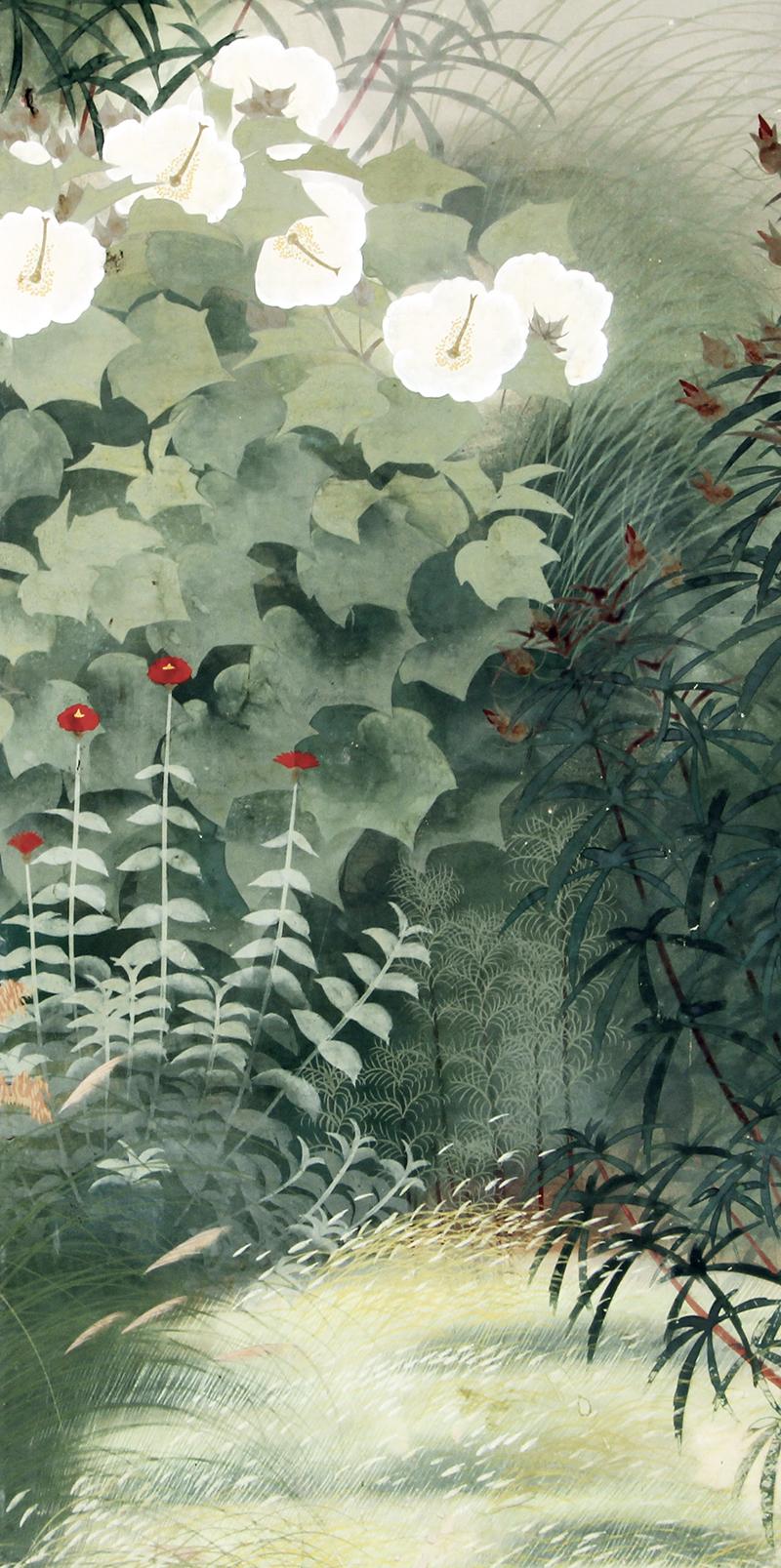 Peint Paravent de jardin Showa du 20e siècle à deux panneaux en vente