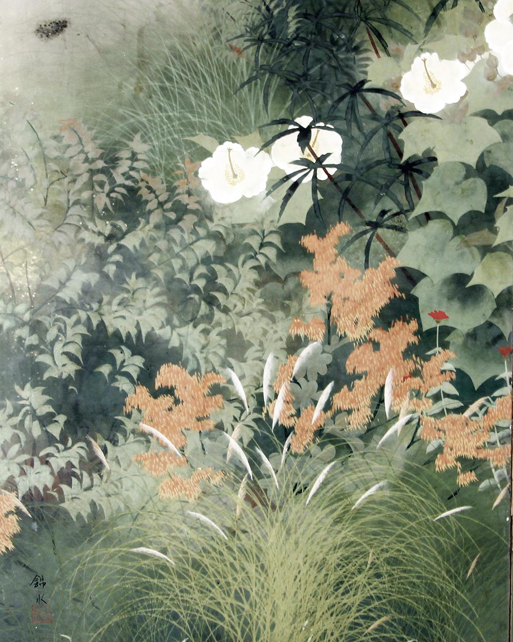 20th Century Showa Period Garden Folding Screen Two Panels In Good Condition For Sale In Brescia, IT